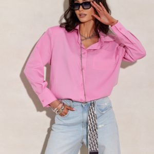 Chemise manche longue rosé