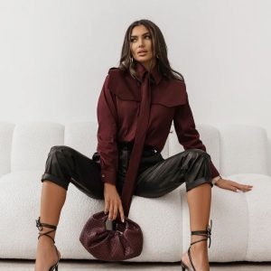 Chemise manche longue rouge