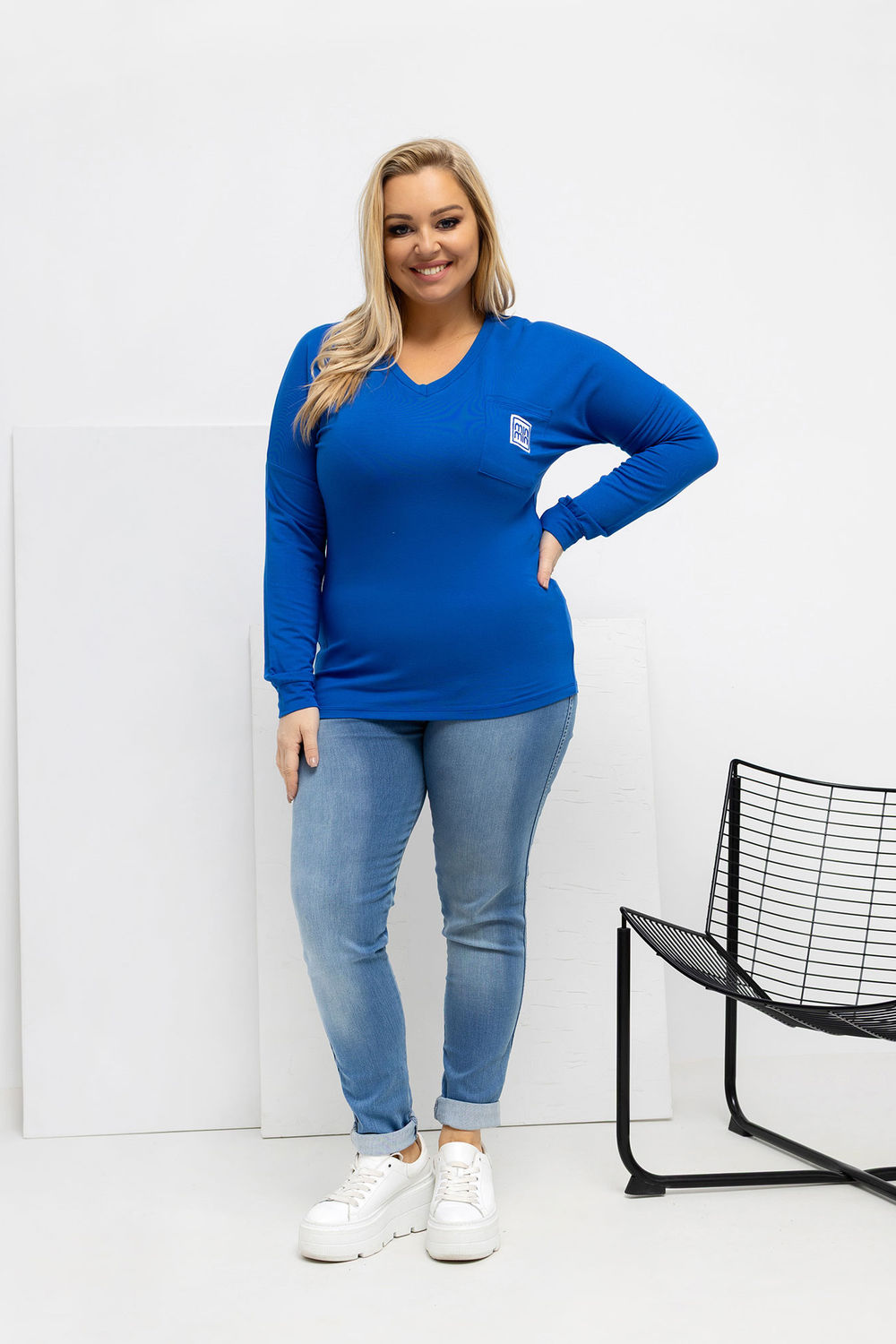 Chemisier grande taille bleu – Image 3