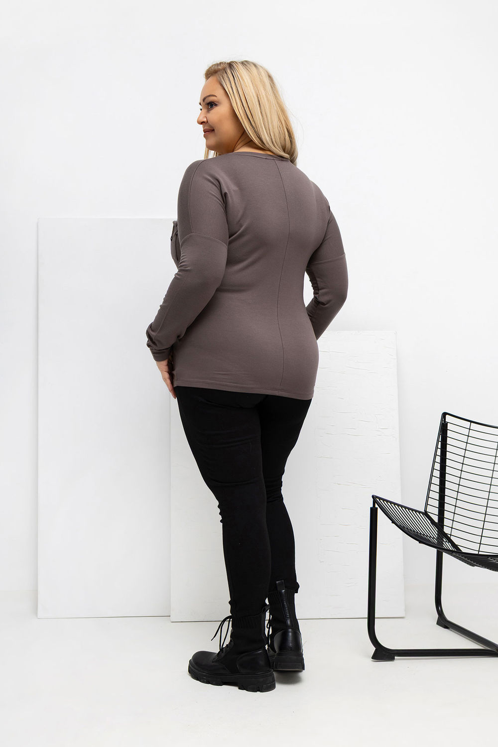 Chemisier grande taille brun – Image 4