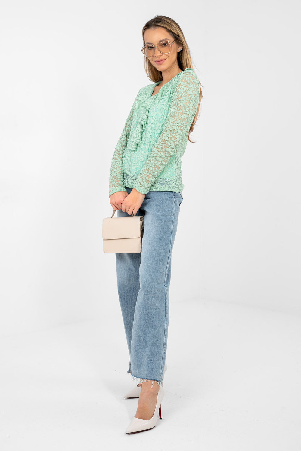 Blouse en dentelle vert – Image 3