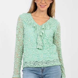 Blouse en dentelle vert