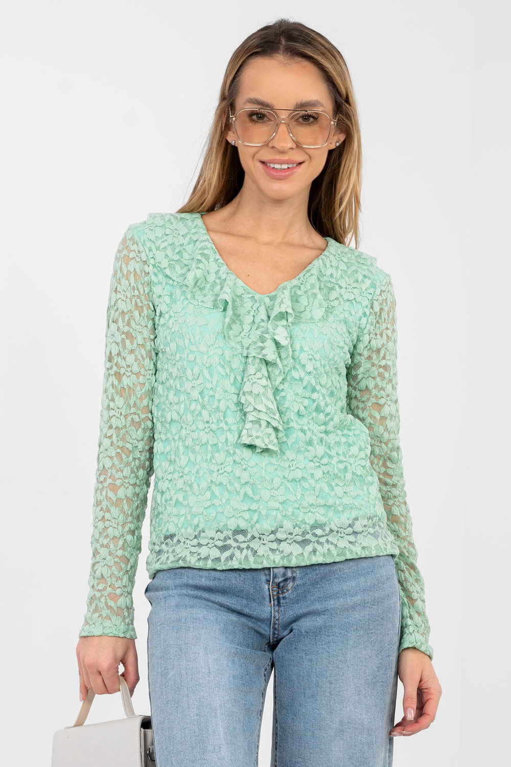 Blouse en dentelle vert