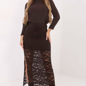 Jupe en dentelle brun