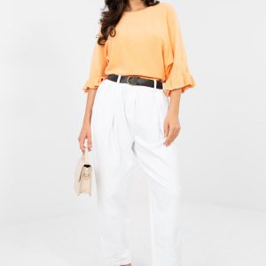 Pantalon en velours côtelé blanc