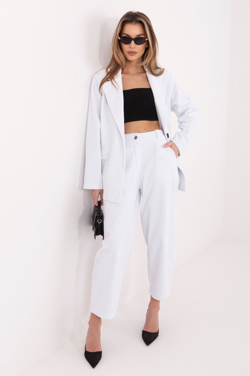 Pantalon en velours côtelé blanc