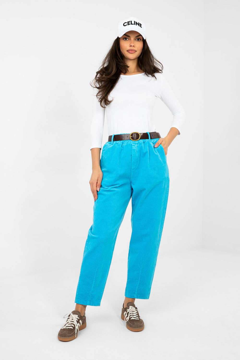 Pantalon en velours côtelé bleu