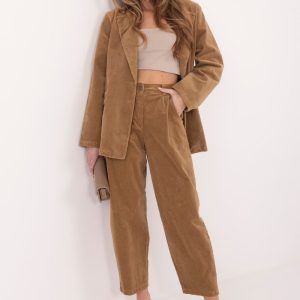 Pantalon en velours côtelé brun