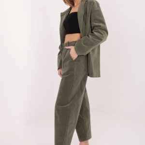 Pantalon en velours côtelé vert