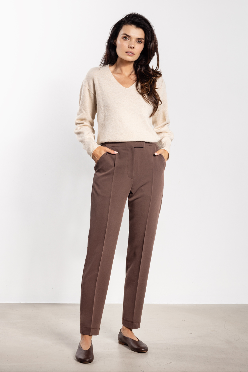 Pantalon femme brun