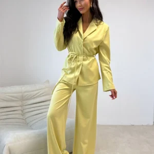 Pantalon femme jaune