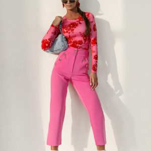 Pantalon femme rosé