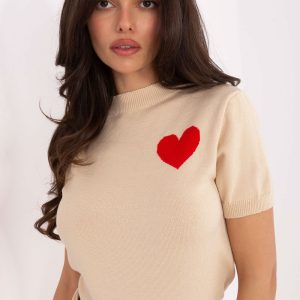 Pull à manches courtes beige