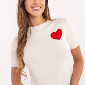 Pull à manches courtes beige