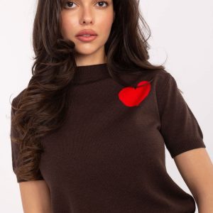 Pull à manches courtes brun