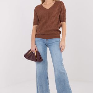 Pull à manches courtes brun