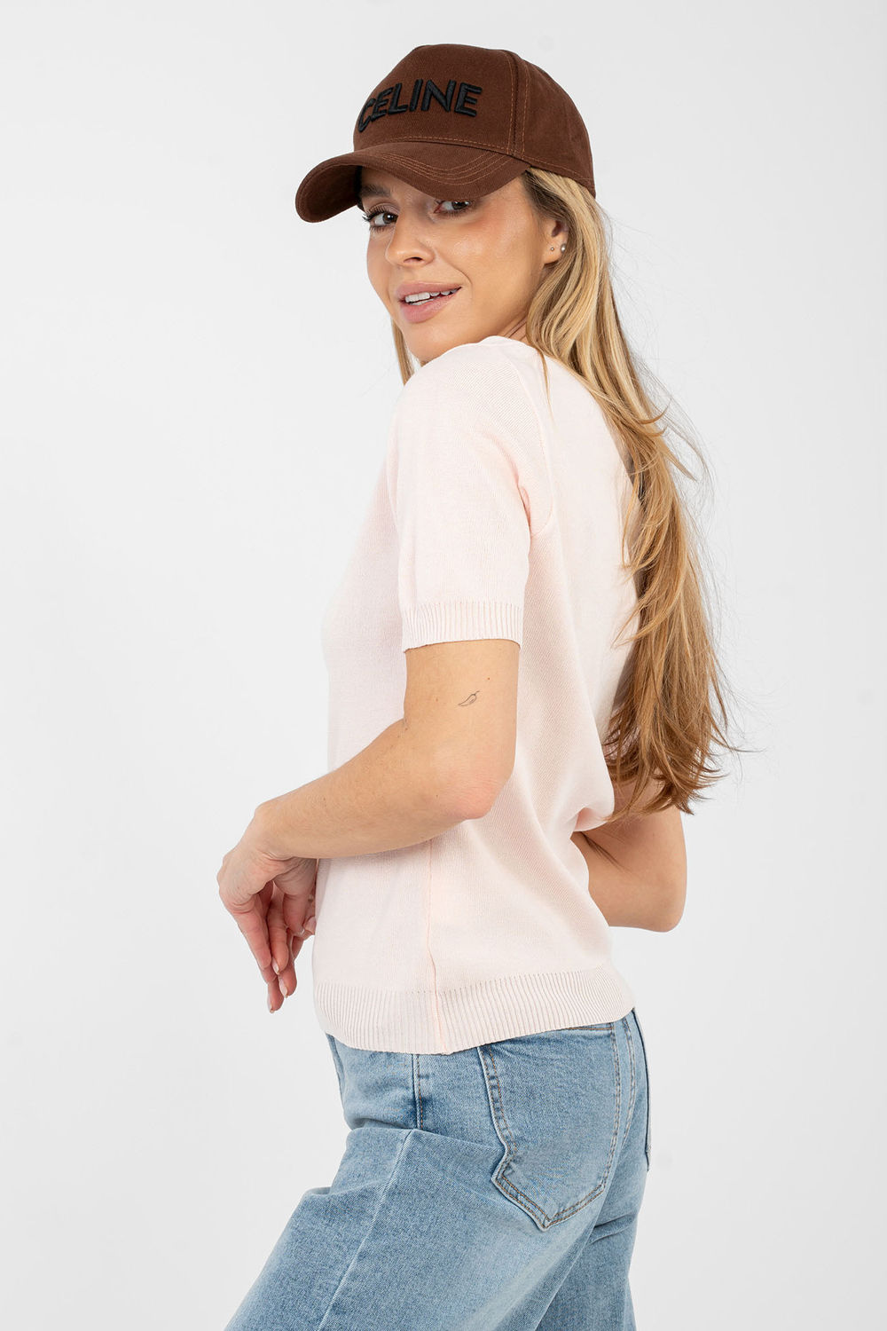 Pull à manches courtes rosé – Image 5