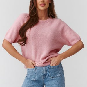 Pull à manches courtes rosé