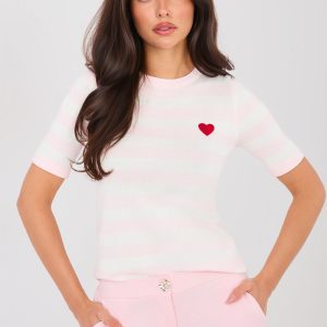 Pull à manches courtes rosé