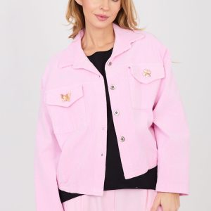 Veste en velours côtelé rosé