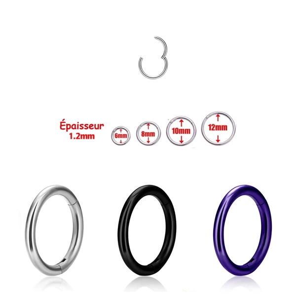 Piercing Anneau Acier Chirurgical 316L – Modèle Éternel – Image 2