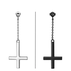 Boucles d’Oreilles Croix Inversée suspendue